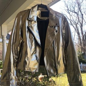 Metallic Faux Leather Jacket